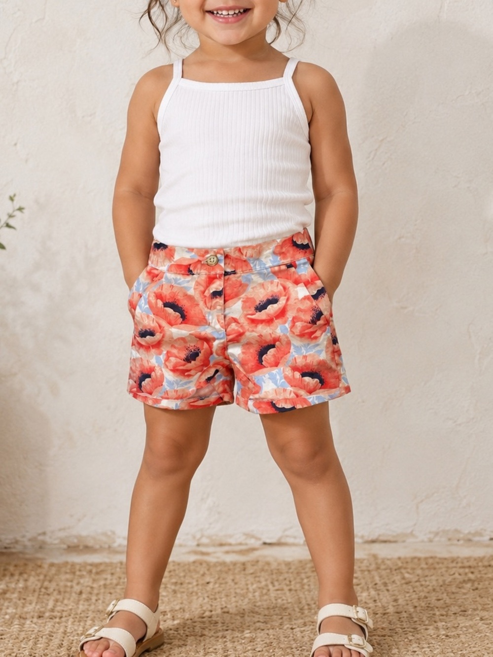 Janie and Jack Kids Coral Floral Shorts